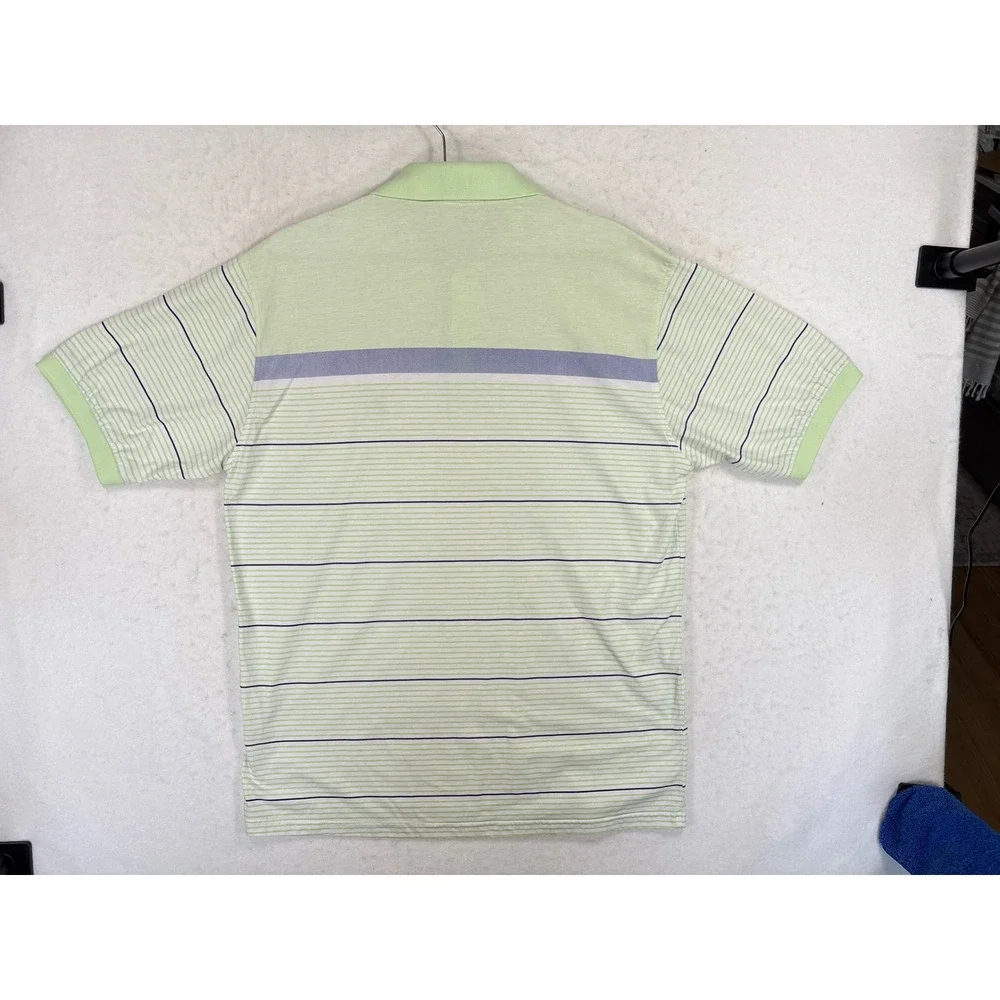 Vintage Ralph Lauren Polo Shirt Mens XL Lime Green Striped Short Sleeve Y2K